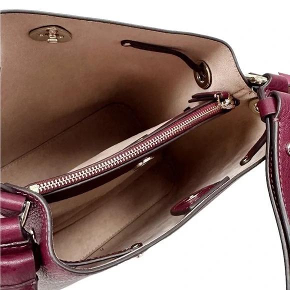 Kate Spade Marti Large Bucket Bag Shoulder Bag Deep Berry Pebbled Leather - Picture 3 of 7